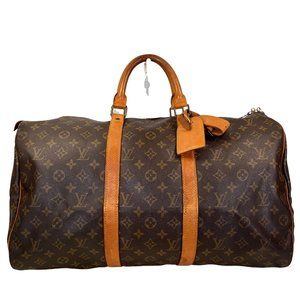 Authentic Louis Vuitton Travel Bag Duffel Keepall 50 Monogram Used LV Handbag Vi